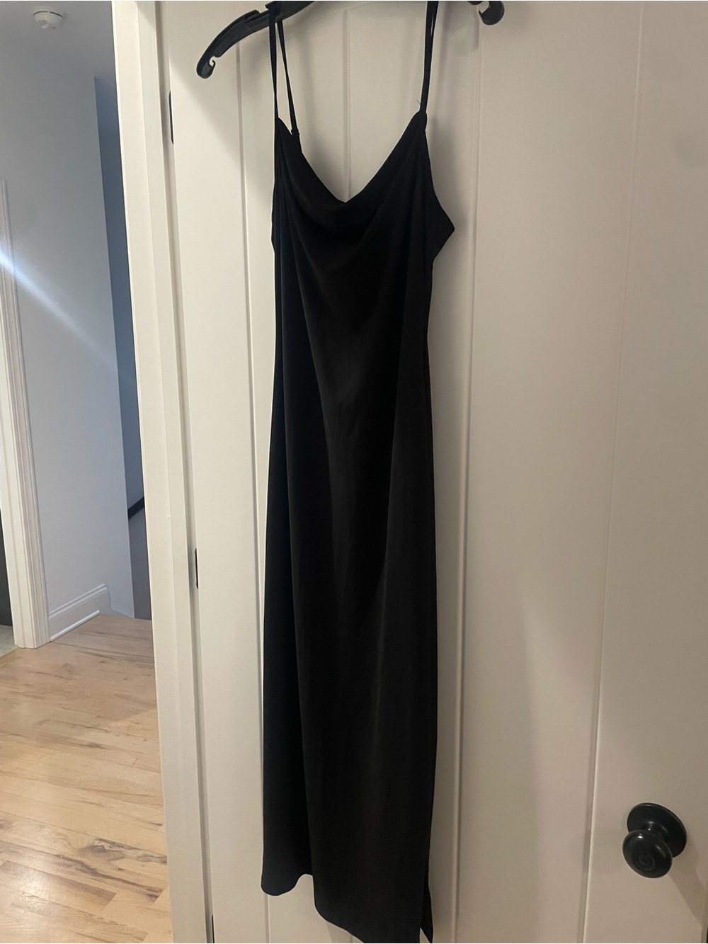 bebe Black Slip Maxi Dress with Cowl Neck